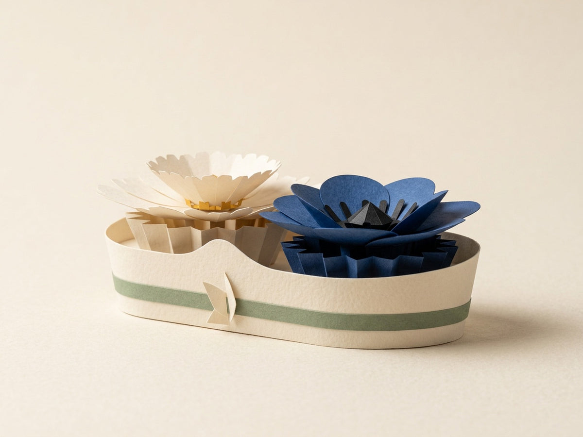 Papierblumen-Strauß-Box mit Daisy und Anemone, Seitenansicht