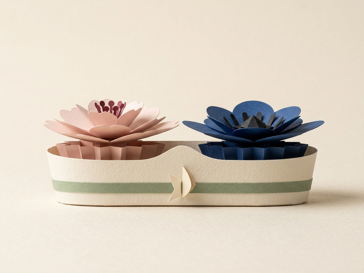 Papierblumen-Strauß-Box mit Sakura und Anemone, Frontansicht