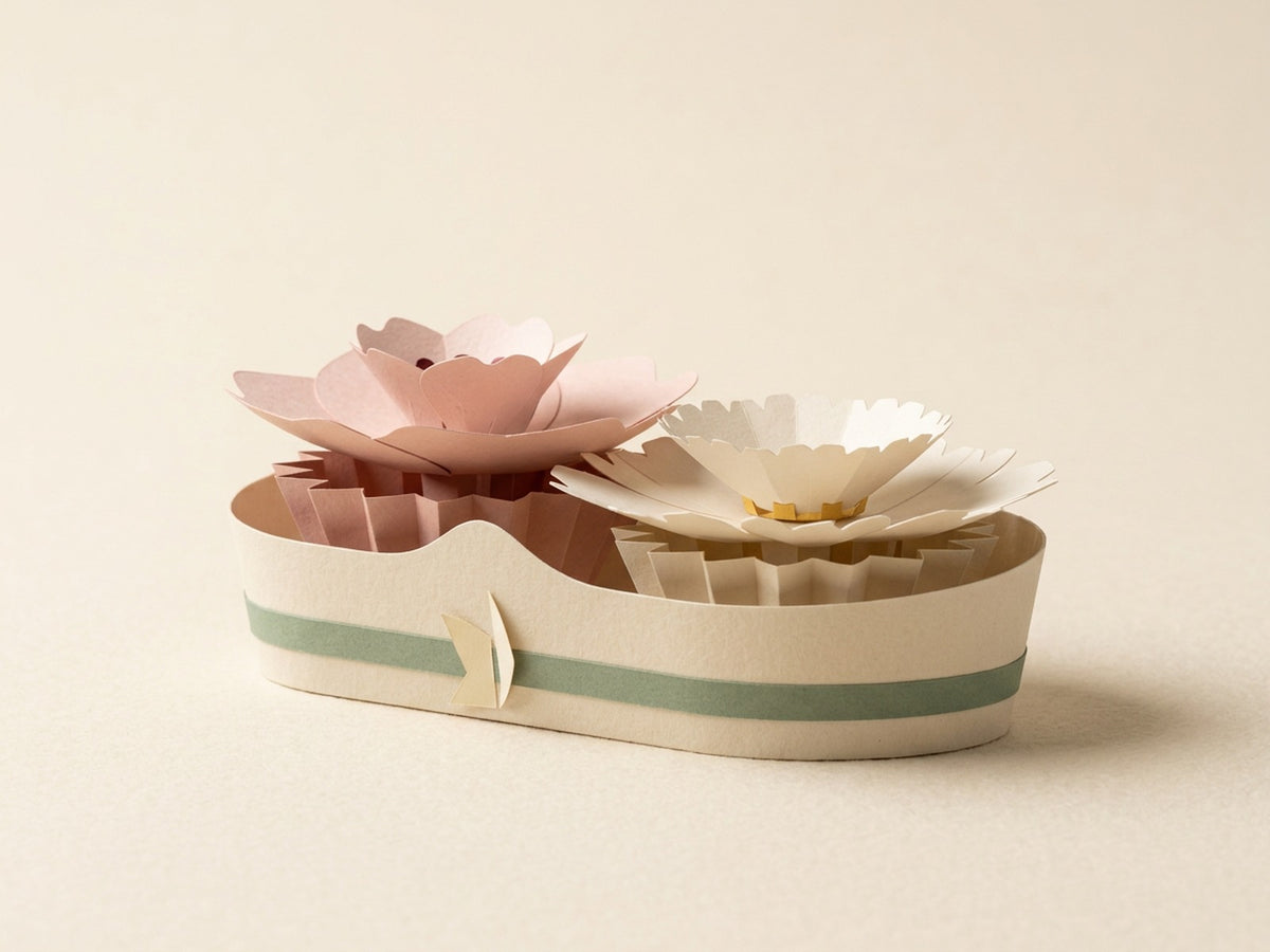 Papierblumen-Strauß-Box mit Sakura und Daisy, Seitenansicht