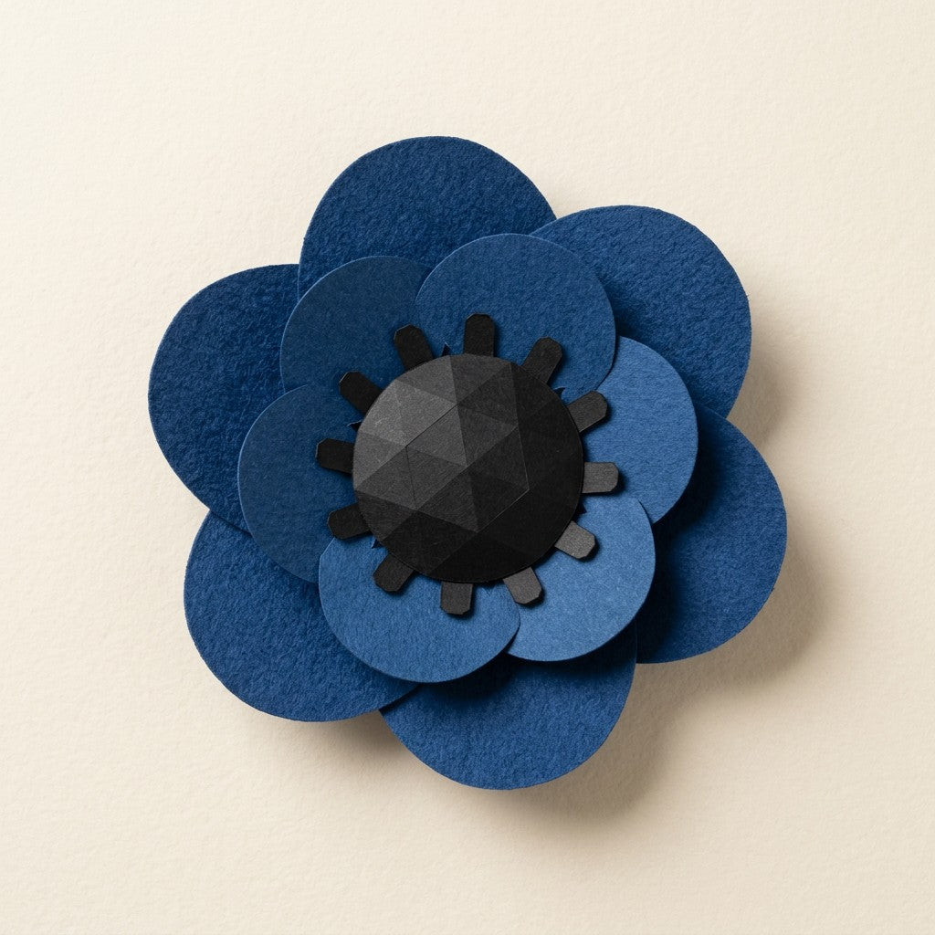 Ewige Papierblume Anemone in Indigoblau, von oben