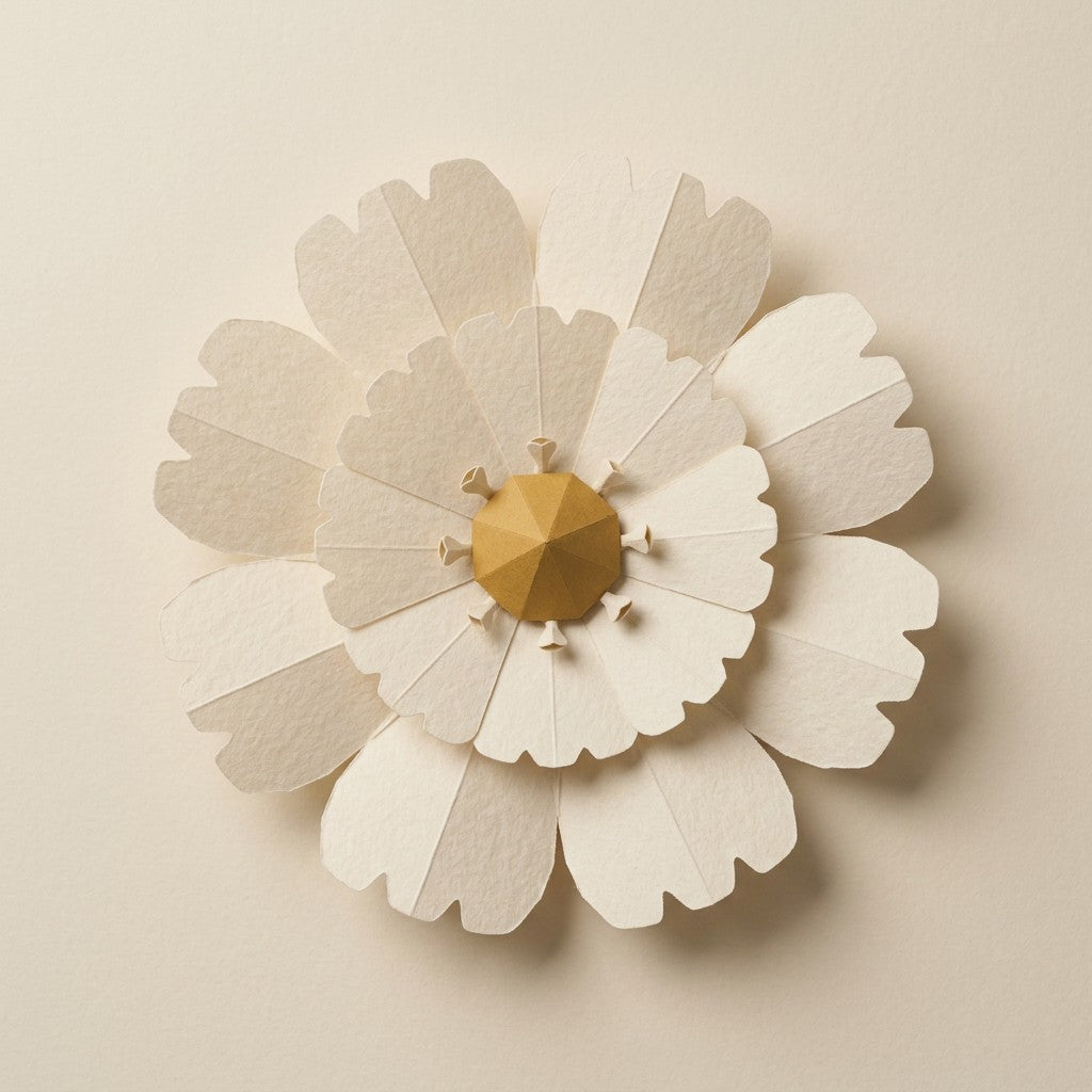 Ewige Papierblume Daisy in Creme, von oben
