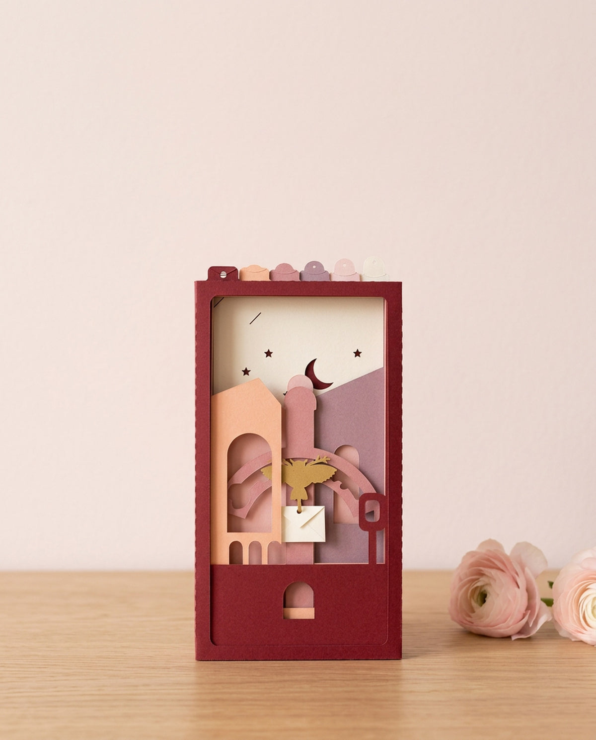Love Letters Pocket Story, pop-up paper scene in its sleeve, styled for Valentine's Day