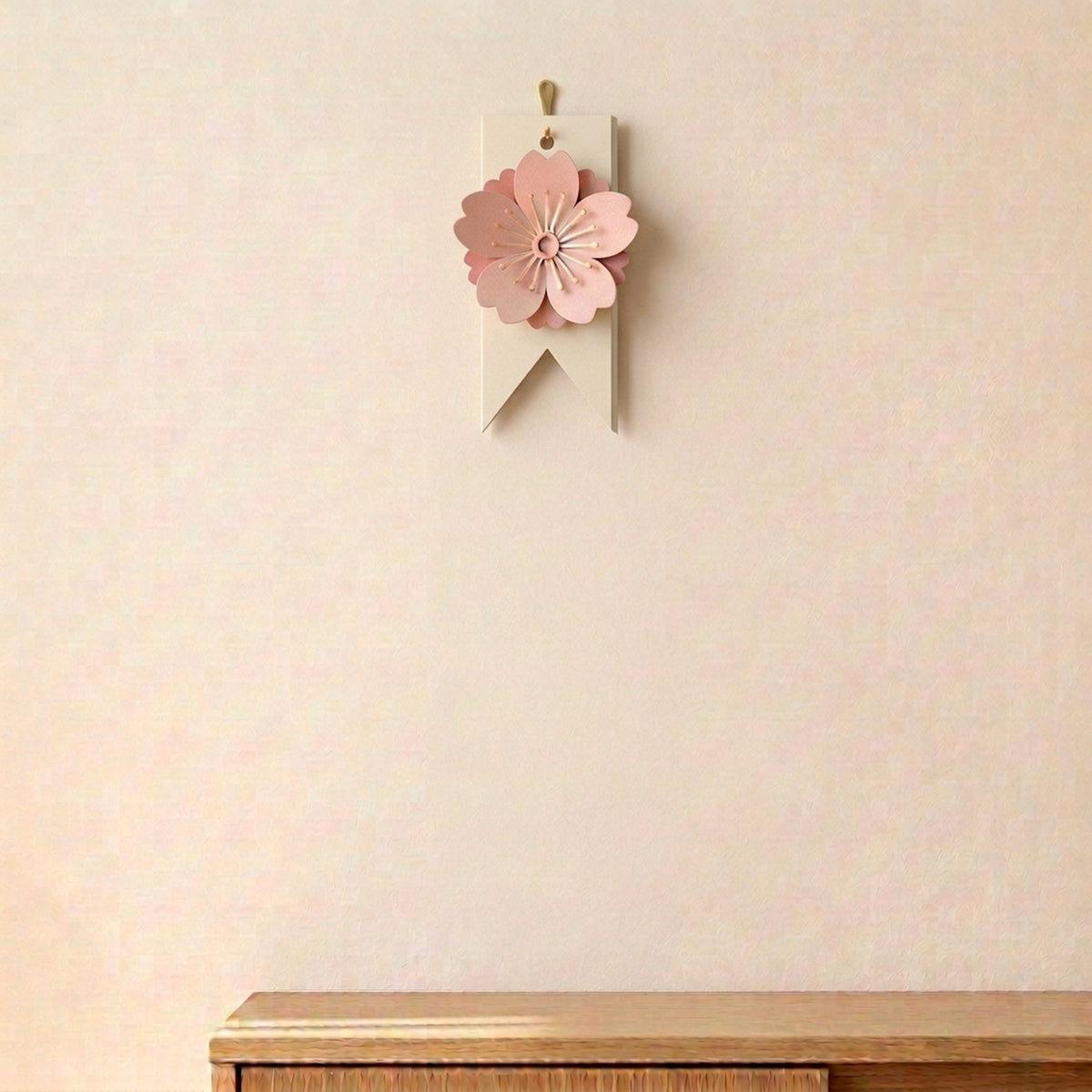 Paper Flowers Trio Blush, Papierblumen-Girlande, eine Blume, Vorderansicht, nur das obere Teil