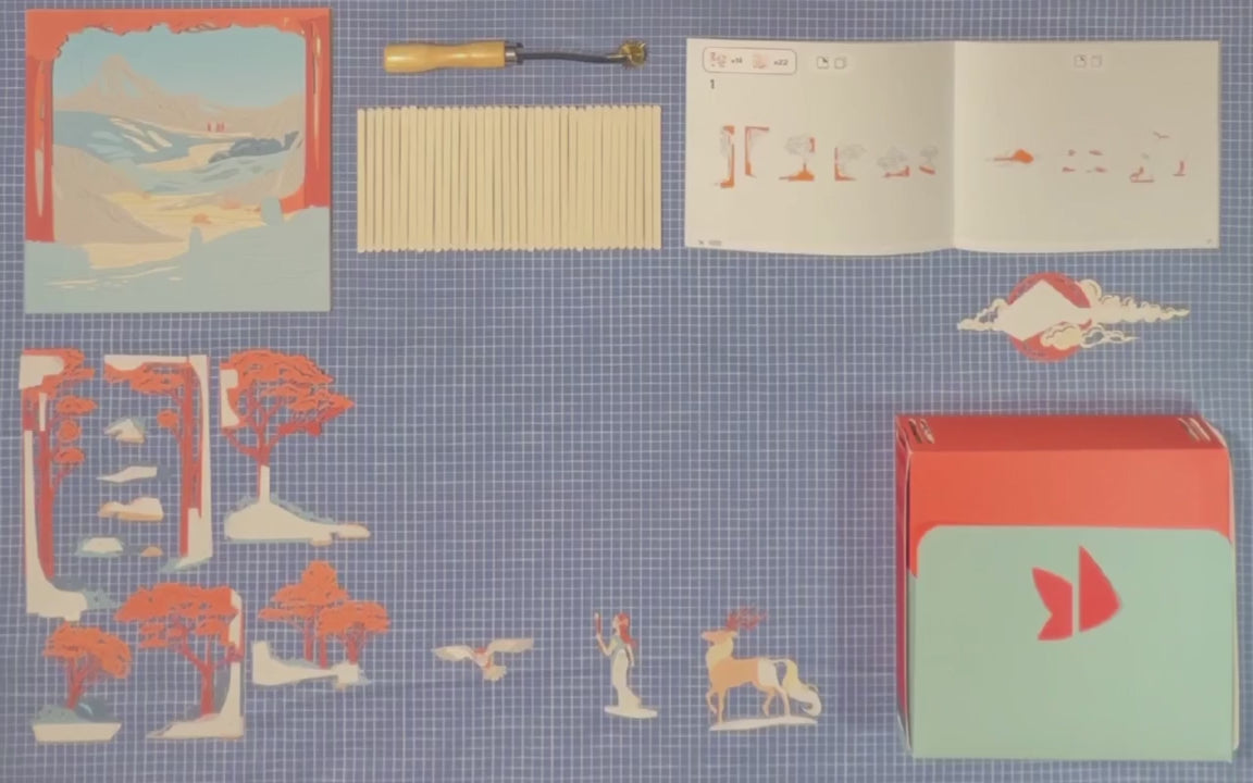 Load video: The 78€ Sunrise Dreams: Classic Set being unveiled, showing its 10-layer depth and the intricate, laser-cut illustration printed with high-contrast offset colors.