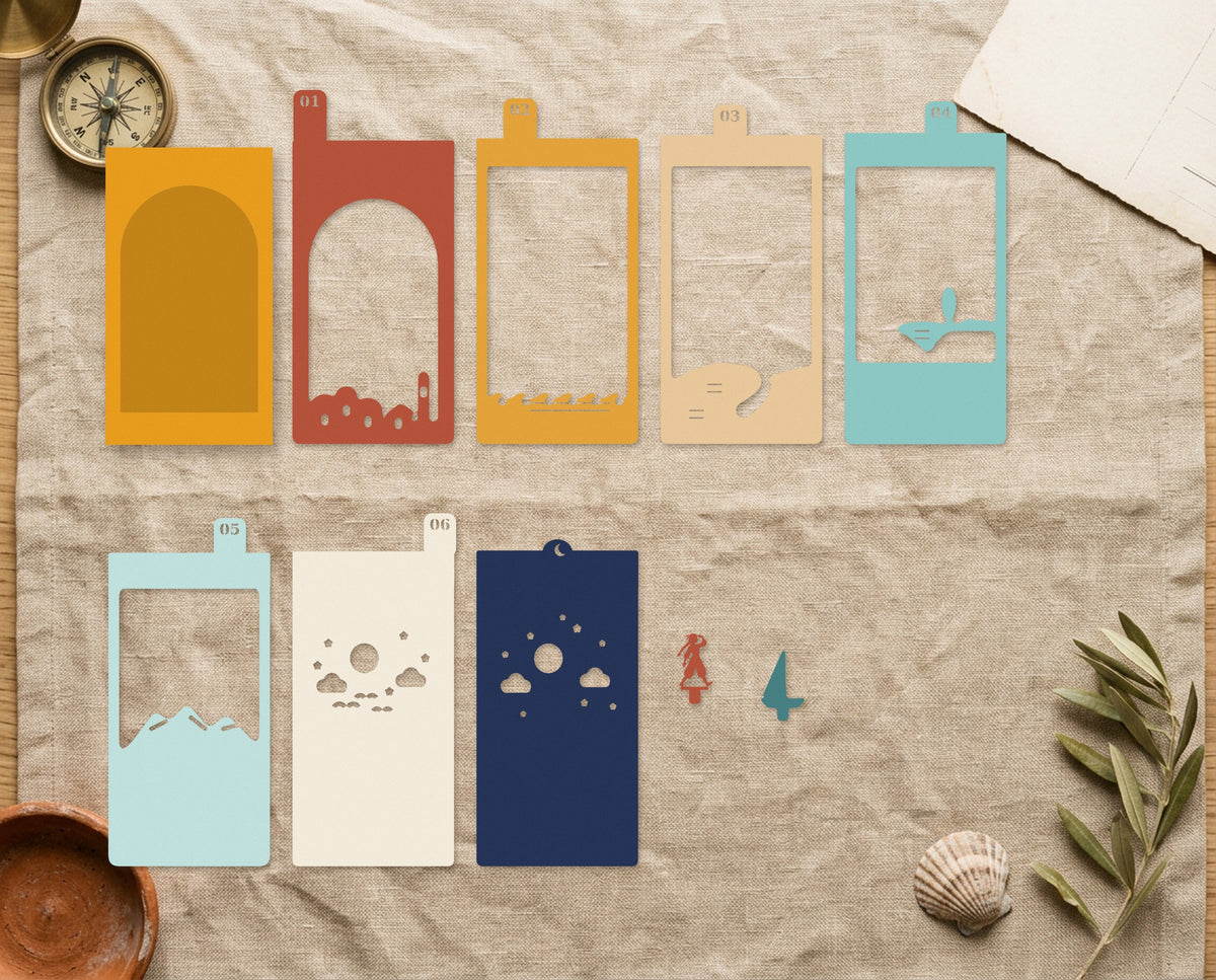 Alle Teile der Pocket Story Postcards from Nowhere flach ausgelegt