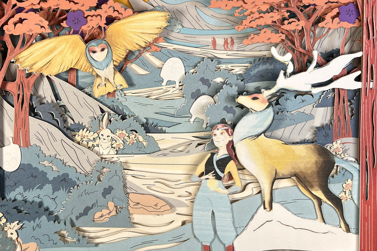 Sunrise Dreams paper diorama, assembled