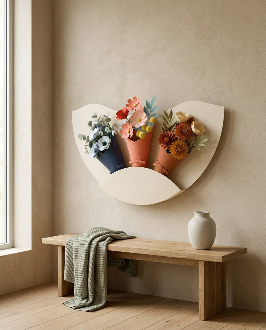 Paper Flowers Trio Landscapes of the Tale hanging on a wall
