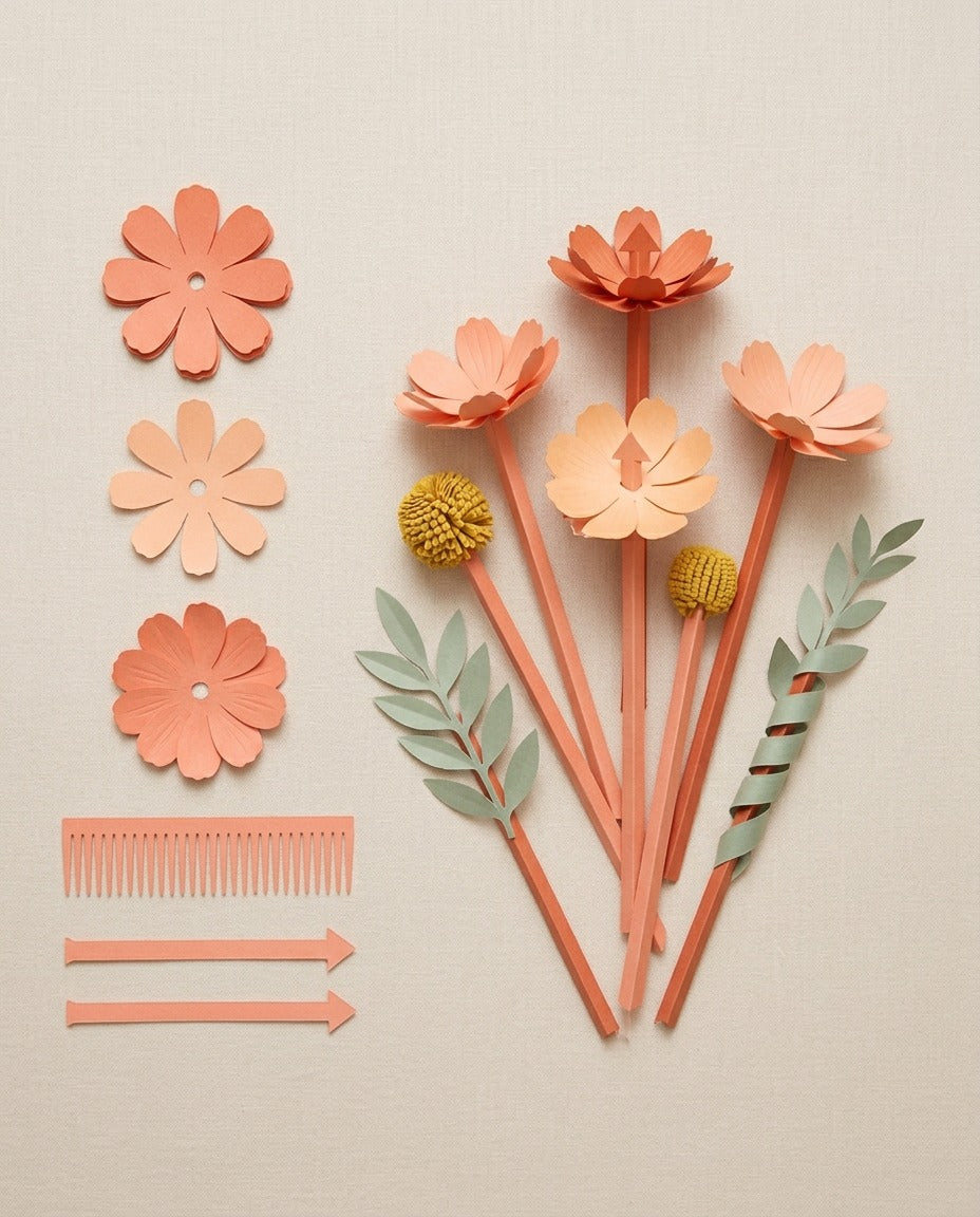 Paper Flowers Trio step 1, the flowers
