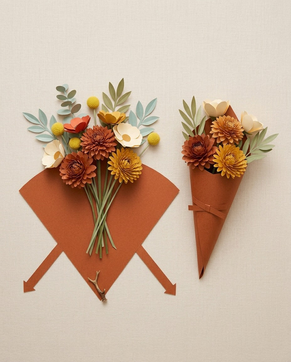 Paper Flowers Trio step 2, a bouquet